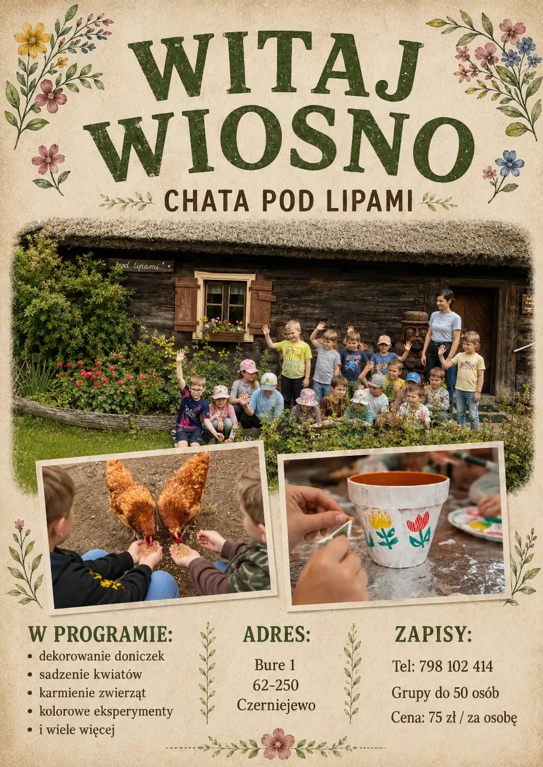 Plakat warsztatu Witaj wiosno